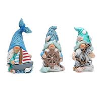 Hodao 3PCS Summer Gnomes Decor Sea Star Shell Handmade Beach Swedish Decorations for Home Scandinavian Sailor Elf Ornaments Figurines Decor, Blue (BY-888048)