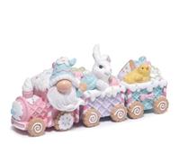 Hodao 8.25" Easter Day Gnomes Train Decoration Colorful Gingerbread Figurines for Table top Spring Bunny Gifts Decor for Home Party (Multicolor)