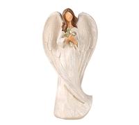 Hodao 8.9inch Resin Praying Angel Sculpture Figurine for Gifts Home Decoration Praying commemorating Angel Statue, exquisitely Carved and Hand-Painted Characters (Holding The Cross)