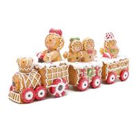 Hodao 9.25' Gingerbread Man Train Figurines - Handmade Polyresin Christmas Decor Gift & Home Xmas Party Winter Decor