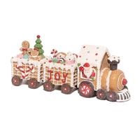 Hodao Christmas Gingerbread Man Train Figurines - Cute Indoor Holiday Decorations for Tabletop, Fireplace, or Centerpiece - Perfect Winter Christmas Decor and Gift (7.5" L Brown)