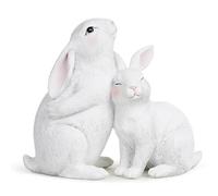 Hodao Easter Happy Couple Resin Bunny Decorations-Perfect for Delivering Happy Smiles- Spring Easter Indoor Home Decor Bunny Decor Cute Rabbit Easter Day Couple Gifts Decorations (Couple Rabbit White)