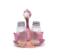 Hodao Flamingo Figurines Decorations with Salt and Pepper Shaker Flamingo Set with Holder Figurines for Summer Beach Bar and Tropical Kitchen Decor Table Decorations for Home Gifts