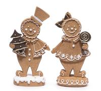Hodao Gingerbread Couple Figurines - Christmas Resin Decorations for Indoor Home Decor, Cute Gingerbread Man and Woman Ornaments, Holiday Figurines for Living Room, Bedroom, Table, and Gift