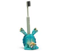 Hodao Kids Toothbrush Holder - Hand-Painted Turtle Yoga Pose Design, Multifunctional Handstand Holder, Cute Colorful Decor for Bathroom/Home/Yoga Corner (Blue Turtle)
