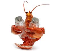 Hodao Lobster With Salt and Pepper Shaker Figurines Set - Beach Bar or Tropical Kitchen Decor - Sculptures & Table Decoration By Home Gifts (Orange)
