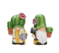 Hodao Resin Cactus Garden Decor Gnomes Figurines Spring Summer Decorations Green Plant Elf Tiered Tray Decor Cacti Flower Gnome Southwest Style Gifts Desert Decoration Outdoor Statues (Cactus)