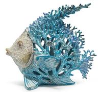 Hodao Sea Coral Fish Figurines Decoration Summer Sea Tropical Fish Decor Spring Garden Coral Fish Crafts Sea Tropical Fish Figurines for Home Office Decoration (Blue)