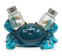 Hodao Sea Crab With Salt and Pepper Shaker Figurines Decoration Crab Set with Holder Figurine for Beach Bar or Tropical Kitchen Decor Crab Sculptures & Table Decoration by Home Gifts (Blue)
