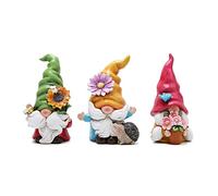 Hodao Set mit 3 Frühlingswichtel-Dekorationen, Blumenzwergen, Ornamente, Dekoration, Geschenke, Sommerzwerge, Figuren, Frühlingsskulpturen, Geschenk für Outdoor-Dekoration (mehrfarbig)