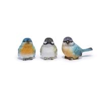 Hodao Spring Garden Bird Statues Outdoor Decor - Eastern Bluebird, Black-Capped Chickadee & Tufted Titmouse Figurines Set, Perched Birds Yard Art for Patio, Balcony, Bird Feeder Decor