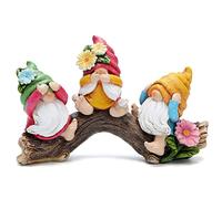 Hodao Spring Hear-No, See-No, Speak-No Gnomes Figurines Decorations Outdoor Flower Gnome Ornaments Decor for Home Table, Garden Yard, Flower Bed Summer Garden Gifts Decor for Mom