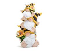 Hodao Summer Bee Gnome Decorations Indoor Home Table Decor Cute Stacked Bee Gnome Figurines Gifts -Swedish Dwarf Elf Figurines Summer Garden Honey Bees Gnomes Decorations (Bee1)