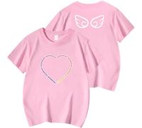 HodarSun Girls Tshirt Heart Wings Cartoon Pattern Short Sleeve Cotton Top Casual Kids Clothing Pink, 2 Years, 3 Years