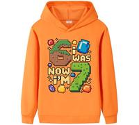 HodarSun Kids 67 MEME Jumper 6 7 Hoodies for Boys and Girls, Six Seven Long Sleeve Pullover Sweatshirt, Orange, Age 8-9