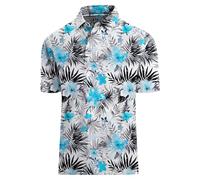 Hodaweisolp Golf Shirts for Men Dry Fit Print Moisture Wicking Performance Short Sleeve Polo Shirt, Z59 Flower Leaf, 3XL