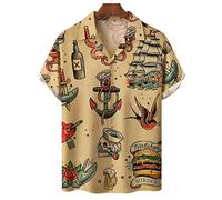 Hodaweisolp Men's Casual Short Sleeve Button Down Bowling Summer Loose Hawaiian Beach Shirts, Z-crucifix Print, XL