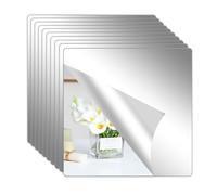 Hode 10 Pieces Self Adhesive Mirror Tiles 20x20cm (2mm Thick), Acrylic Stick on Mirror Stickers, Flexible Tiles for Wall, Bathroom and Bedroom