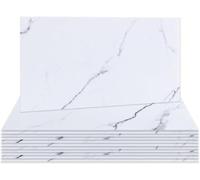 Hode 24 Pieces Marble White Self Adhesive Wall Tile Stickers for Bathroom, 15cmx30cm White Stick on Tiles for Kitchen Walls, Vinyl Peel and Stick Waterproof (Glossy)