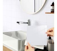 Hode 24 Pieces White Tile Stickers, 15x15cm White Self Adhesive Wall Tiles, Stick on Tiles for Kitchen Bathroom Wall, Peel and Stick Vinyl Waterproof (Glossy)