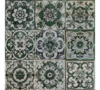 Hode Green Stick on Tiles Kitchen, Tile Stickers for Bathroom, 15x15cm Self Adhesive Sticky Back, Moroccan Victorian Vintage Peel and Stick Wall Tiles Waterproof, 24pcs
