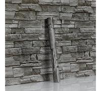 Hode Grey Brick Self Adhesive Wallpaper 90X600cm, Grey Effect Sticky Back Plastic Roll, Peel and Stick Wallpaper Vinyl Wrap for Wall, Living Room, Kitchen