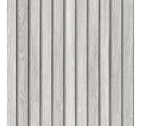 Hode Grey Wood Panel Wallpaper Wood Effect Vinyl Wrap Self Adhesive, 3D Slat Wall Panelling Peel and Stick Living Room Wallpaper, Waterproof, Light Grey, 40cmx3m
