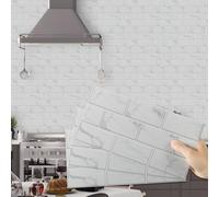 Hode Kitchen Bathroom Tile Stickers Stick on Tiles, Peel and Stick Self Adhesive Wall Tiles, Waterproof 24pcs White 15x30cm