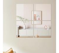 Hode Self Adhesive Mirror Tiles Stickers, Plastic Acrylic Stick on Wall Mirror for Walls Wardrobe Doors Bathroom Children, Lightweight Non-glass Square Shatterproof, 20x20cm 8Pcs 2mm Thick