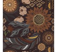 Hode Sticky Back Plastic Patterned Dark Sun Flower 44cmx3m, Peel and Stick Self Adhesive Wallpaper Contact Paper Waterproof, Vinyl Wrap for Wall Furniture Bedroom Living Room Table