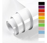 Hode Vinyl Wrap 40cmX300cm, White High Gloss Sticky Back Plastic Roll for Kitchen Bathroom Worktops, White Self Adhesive Wallpaper for Furniture Stickers Covering Contact Paper Glittery
