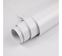 Hode White Sticky Back Plastic Self Adhesive Wallpaper 60X600cm, Vinyl Wrap Film Roll, Glossy Peel and Stick Wallpaper for Kitchen Cupboards Worktop