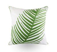 Hodeco Embroidery Throw Pillow Cover 18x18 Inches Decorative Floor Pillow for Couch 100% Cotton Cushion Cover Tropical Green Palm Leaf Embroidered Pillowcase 45x45cm, 1 Piece