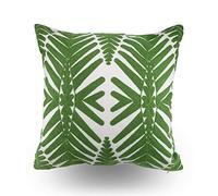 Hodeco Tropical Leaf Embroidery Throw Pillow Covers 18x18 Inches Decorative Floor Pillow Cover for Couch Green Leaf 100% Cotton Cushion Cover Symmetric Palm Leaves Embroidered 45x45cm, 1 Piece