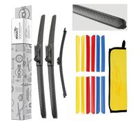 HODEE 3 wipers 28"+28"+11" Front Wiper Blades Replacement for Ford Kuga SUV 2013-2020 Windshield Blade & Back Rear Window Blade Pinch Tab Replace Cover Black/Blue/Yellow/Red