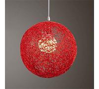 Hodeffior Round Concise Hand-Woven Rattan Vine Ball Pendant Lampshade Light Cover Shape Ceiling Light Light Accessories(15cm Diameter) Red