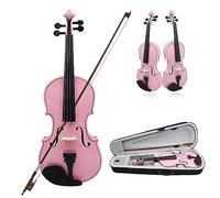 Hodeffior Violin 4/4 for Beginners Practice, Basswood Wood Music String Instruments with Carry Box and Bow for Violinist Adults Starter All Levels Pink