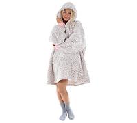 Hodge and Hodge Adults Unisex Hoodie Blanket Sweatshirt Sherpa Fleece Oversize Top Pink Leopard