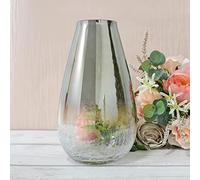 Hodge and Hodge Crackle Vase W15 X H25 x D15cm | Glass, Teardrop, Modern, Floral, Flower, Silver, Polished, W15 X H25 x D15 cm, Nickel, Bridal Shower, top