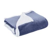 Hodge and Hodge Flannel Blanket Throw With Sherpa Fleece Lining 150x200cm - Blue