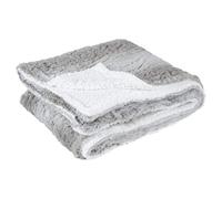 Hodge and Hodge Grey Faux Fur Blanket White Sherpa Fleece Throw Wrap Cover Bed Sofa 130 x 155cm
