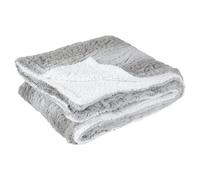 Hodge and Hodge Grey Faux Fur Blanket White Sherpa Fleece Throw Wrap Cover Bed Sofa 155 x 200cm