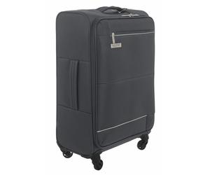 Hodge and Hodge H&H 24'' Ultra Lightweight Soft Shell Trolley Case Grey Medium Suitcase with 360 Spinner Wheels, Telescopic Handle, Lockable Zip, Front Pocket and Durable 420D Polyester