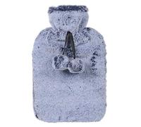 Hodge and Hodge Large Hot Water Bottle with Faux Fur Cover & Pom Poms for Thermotherapy Muscle Ache Tension Pain Relief Backache Neck Strain Shoulder Heat Therapy Bed Sofa 2 Litre - 2 Tone Ocean Blue