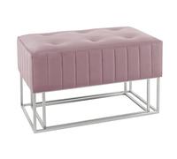 Hodge and Hodge Nesting Ottoman Stools Set Of 2 Velvet Pouffes Silver Metal Legs - Pink