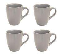 Hodge and Hodge Set of 4 Stoneware Ceramic Mugs Coffee Tea Cups Kitchen Home Drinkware, Light Grey 12oz