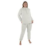 Hodge and Hodge Womens Pyjamas Sherpa Fleece Winter PJs Twosie Plush Loungewear Grey - M