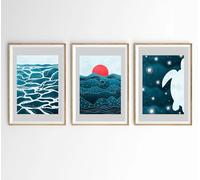 Hodge Creations Abstract Sea Turtle Design Set of 3 Unframed A3 Prints Wall Art Decor Picture Poster New Gift Present SELECT SIZE BELOW A5 A4 A3