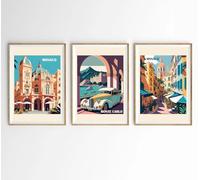 Hodge Creations Colourful Monte Carlo Monaco Set of 3 A5 Unframed Prints Wall Art Decor Picture Poster New Gift Present SELECT SIZE BELOW A5 A4 A3