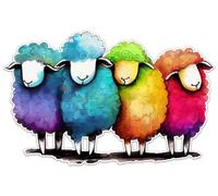 Hodge Creations Colourful Sheep Pack of 4 Vinyl Decal Sticker Scrapbook Car Wall Tile Furtniture Bumper Sticker Window